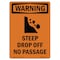 Signmission OSHA WARNING Sign, Steep Drop Off No Passage W/ Symbol, 14in X 10in Decal, 10" W, 14" H, Portrait OS-WS-D-1014-V-13543 - alternate 1